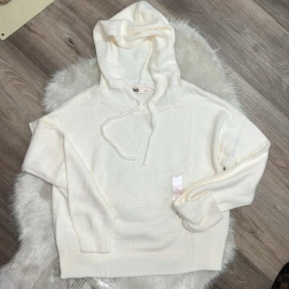 NWT SO Eyelash Plush Yarn Hoodie XL Cream Beige Ivory L - Picture 4 of 4